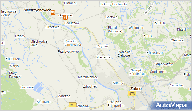 mapa Nieciecza, Nieciecza na mapie Targeo