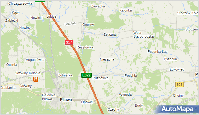 mapa Niesadna, Niesadna na mapie Targeo
