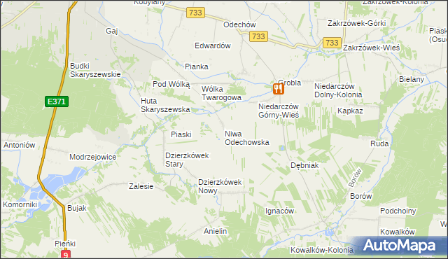 mapa Niwa Odechowska, Niwa Odechowska na mapie Targeo