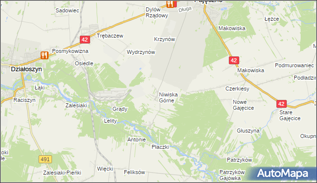 mapa Niwiska Górne, Niwiska Górne na mapie Targeo
