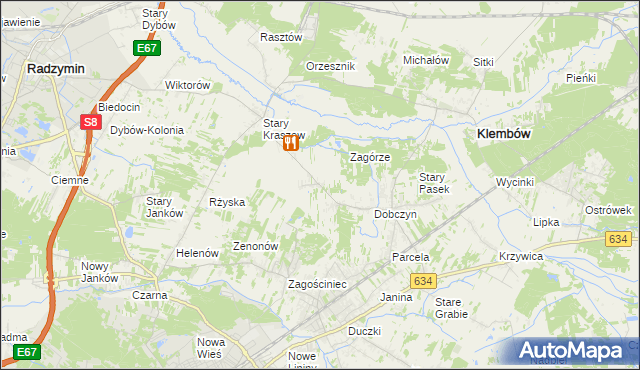 mapa Nowy Kraszew, Nowy Kraszew na mapie Targeo