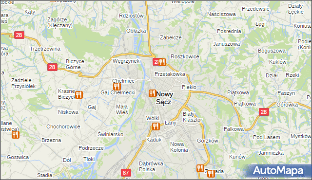 mapa Nowego Sącza, Nowy Sącz na mapie Targeo