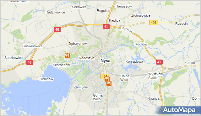 mapa Nysy, Nysa na mapie Targeo