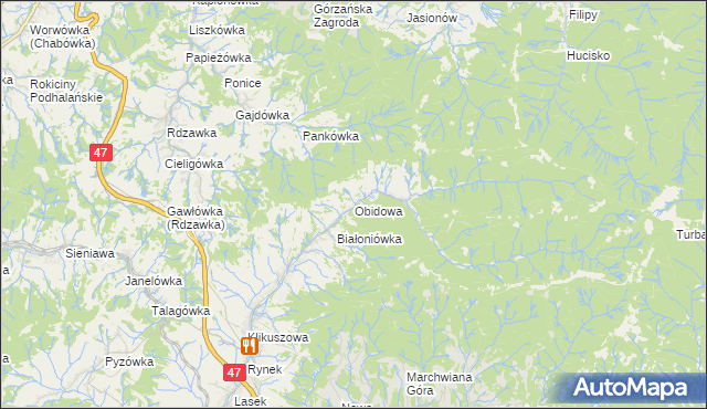 mapa Obidowa, Obidowa na mapie Targeo