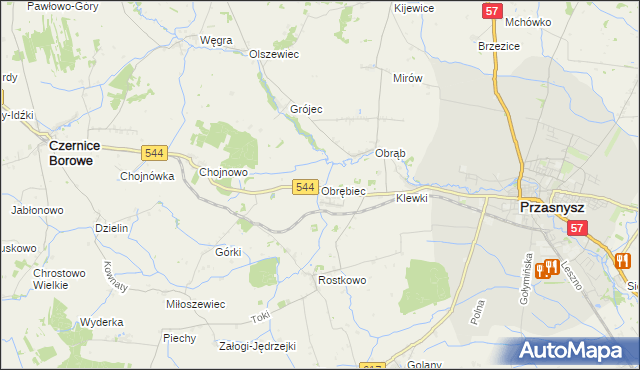 mapa Obrębiec, Obrębiec na mapie Targeo