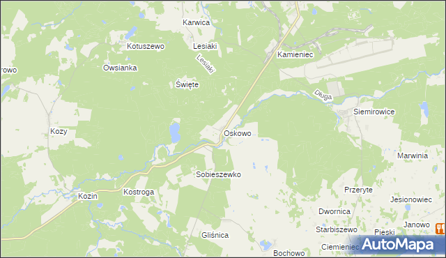mapa Oskowo, Oskowo na mapie Targeo