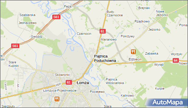 mapa Piątnica Poduchowna, Piątnica Poduchowna na mapie Targeo