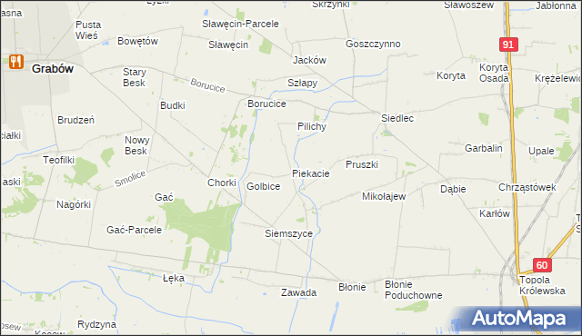 mapa Piekacie, Piekacie na mapie Targeo