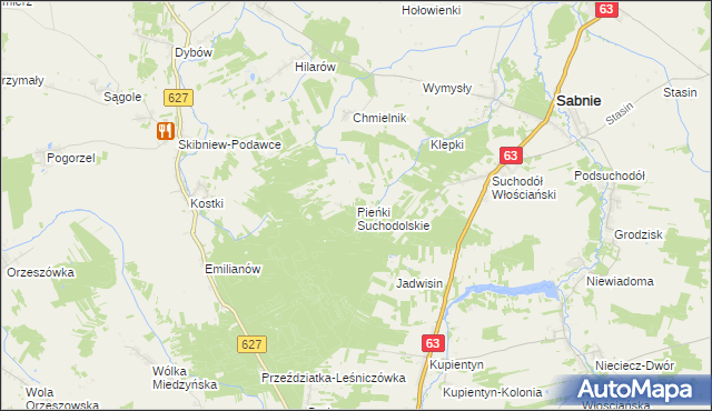 mapa Pieńki Suchodolskie, Pieńki Suchodolskie na mapie Targeo