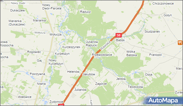 mapa Przewodowice, Przewodowice na mapie Targeo