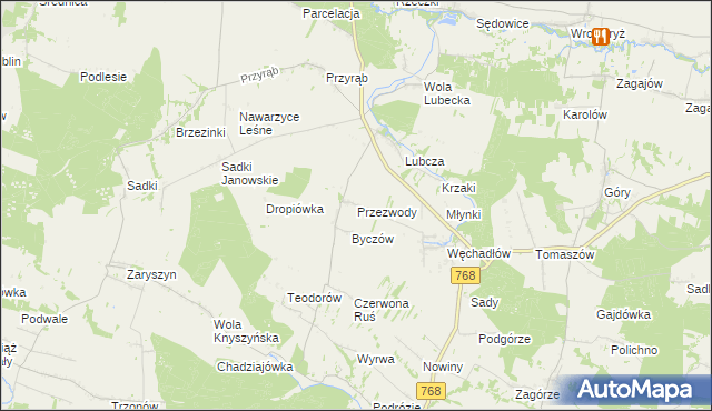 mapa Przezwody gmina Wodzisław, Przezwody gmina Wodzisław na mapie Targeo