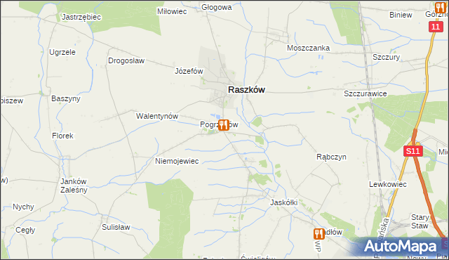 mapa Przybysławice gmina Raszków, Przybysławice gmina Raszków na mapie Targeo