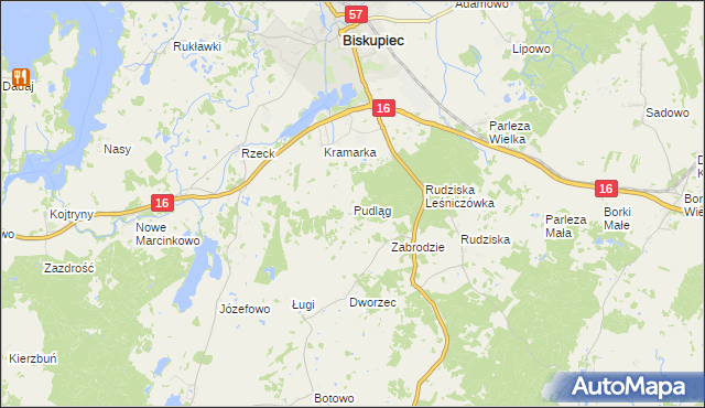 mapa Pudląg, Pudląg na mapie Targeo