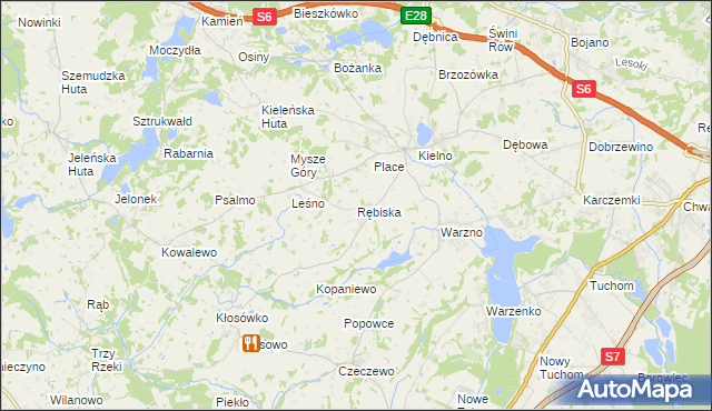 mapa Rębiska gmina Szemud, Rębiska gmina Szemud na mapie Targeo