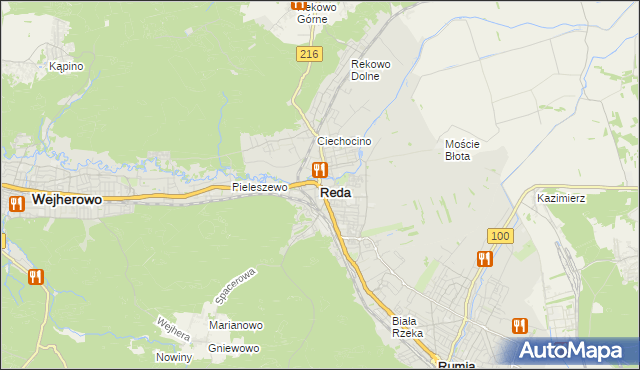 mapa Reda, Reda na mapie Targeo
