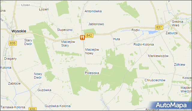 mapa Rezerwa, Rezerwa na mapie Targeo
