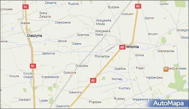 mapa Romartów, Romartów na mapie Targeo