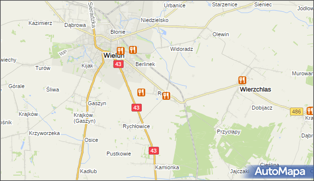 mapa Ruda gmina Wieluń, Ruda gmina Wieluń na mapie Targeo