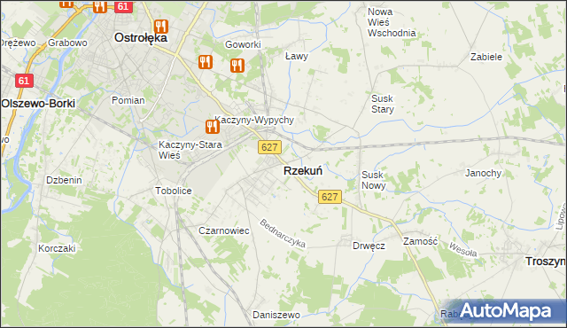 mapa Rzekuń, Rzekuń na mapie Targeo