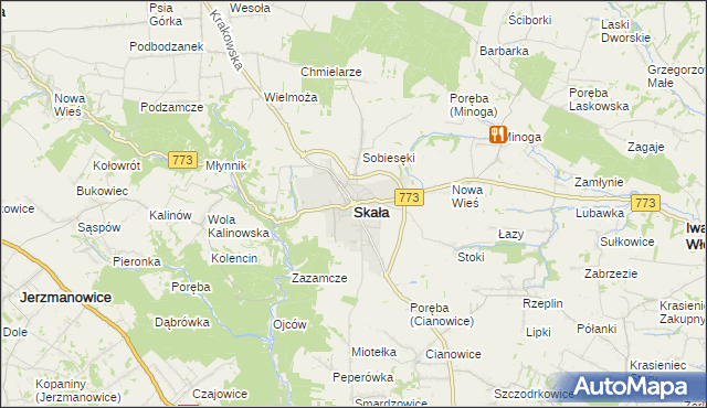 mapa Skała powiat krakowski, Skała powiat krakowski na mapie Targeo