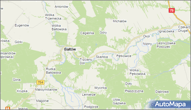 mapa Skarbka, Skarbka na mapie Targeo