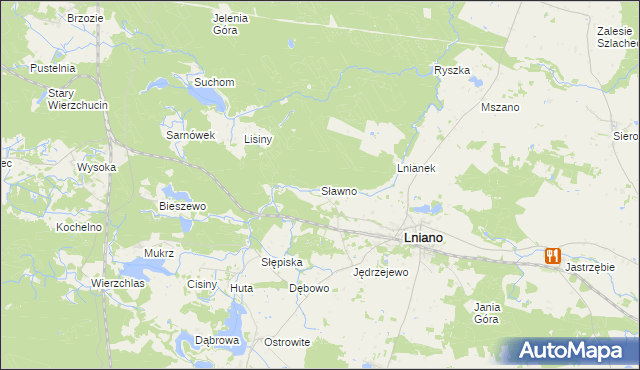 mapa Sławno gmina Cekcyn, Sławno gmina Cekcyn na mapie Targeo