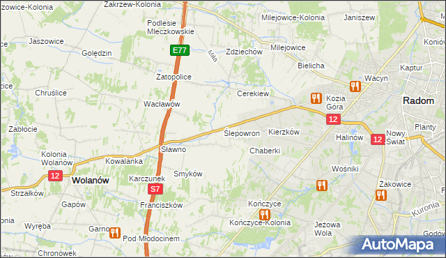 mapa Ślepowron, Ślepowron na mapie Targeo