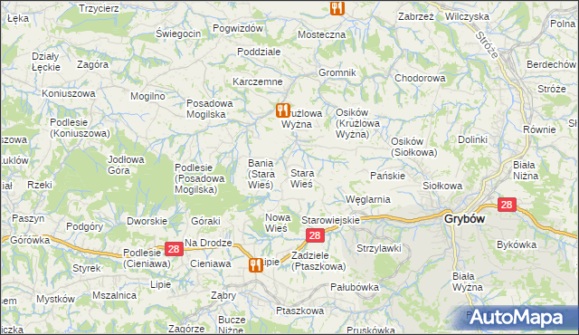 mapa Stara Wieś gmina Grybów, Stara Wieś gmina Grybów na mapie Targeo