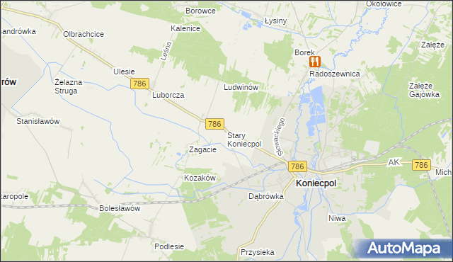 mapa Stary Koniecpol, Stary Koniecpol na mapie Targeo