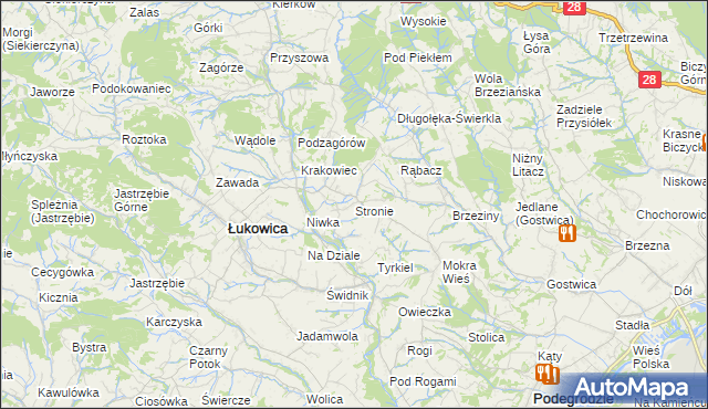 mapa Stronie gmina Łukowica, Stronie gmina Łukowica na mapie Targeo