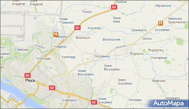 mapa Stróżewko gmina Radzanowo, Stróżewko gmina Radzanowo na mapie Targeo