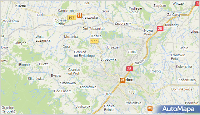 mapa Stróżówka, Stróżówka na mapie Targeo