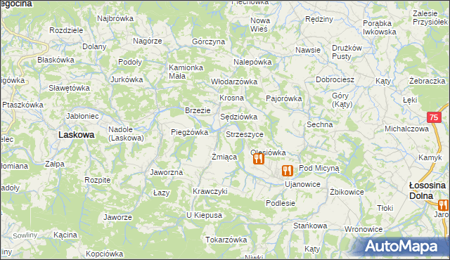 mapa Strzeszyce, Strzeszyce na mapie Targeo