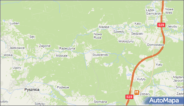 mapa Studzieniec gmina Pysznica, Studzieniec gmina Pysznica na mapie Targeo