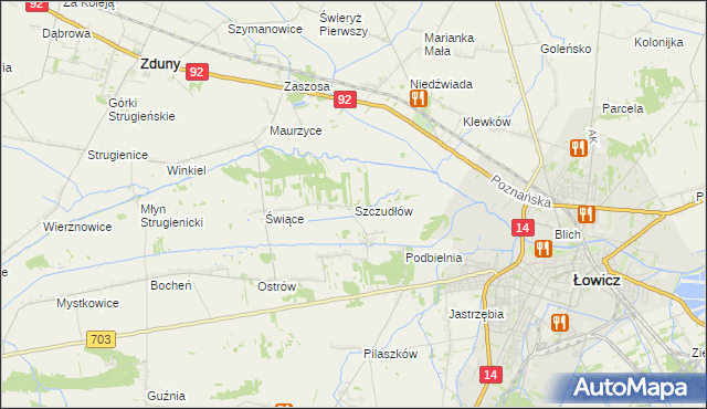 mapa Szczudłów, Szczudłów na mapie Targeo