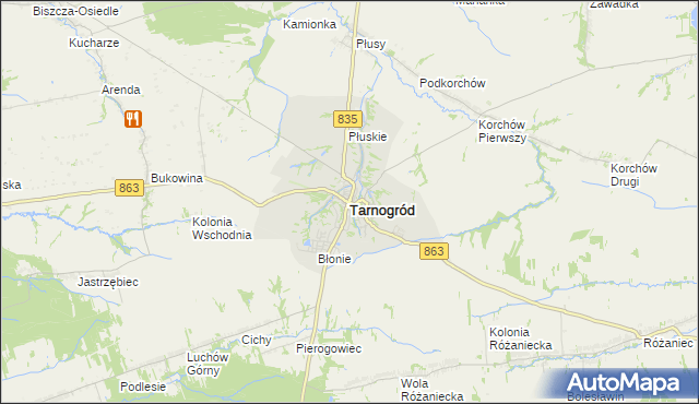 mapa Tarnogród, Tarnogród na mapie Targeo