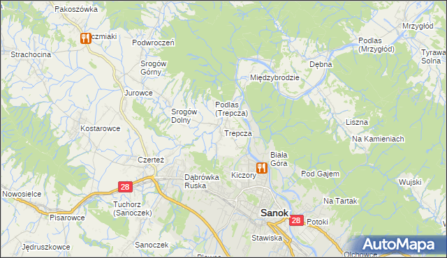 mapa Trepcza, Trepcza na mapie Targeo