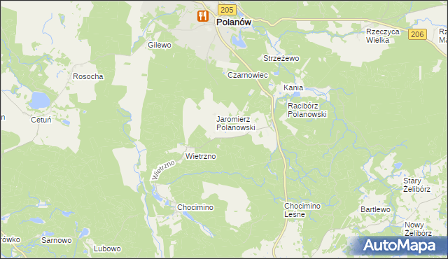 mapa Trzebaw gmina Polanów, Trzebaw gmina Polanów na mapie Targeo