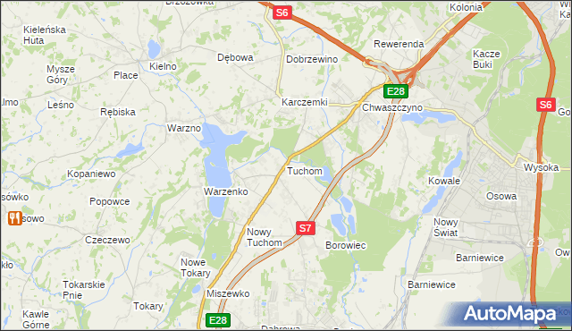 mapa Tuchom, Tuchom na mapie Targeo