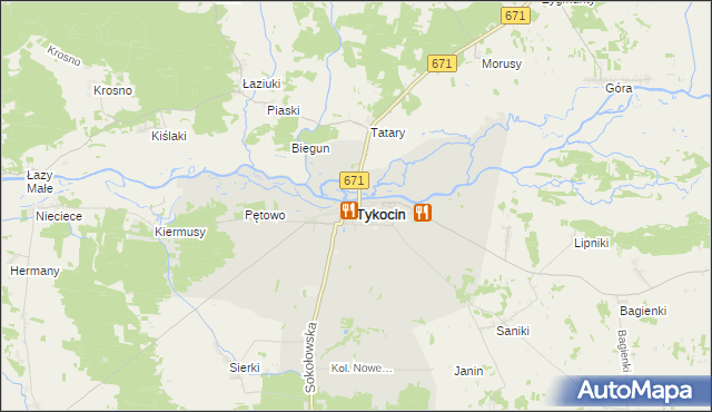 mapa Tykocin, Tykocin na mapie Targeo