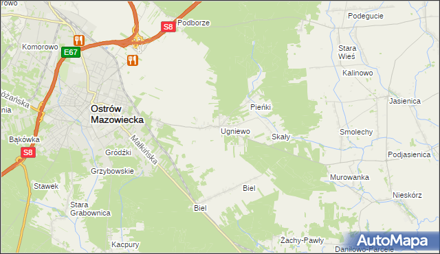 mapa Ugniewo, Ugniewo na mapie Targeo