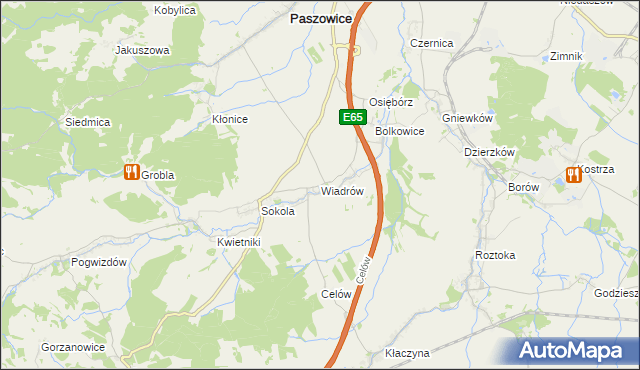 mapa Wiadrów, Wiadrów na mapie Targeo