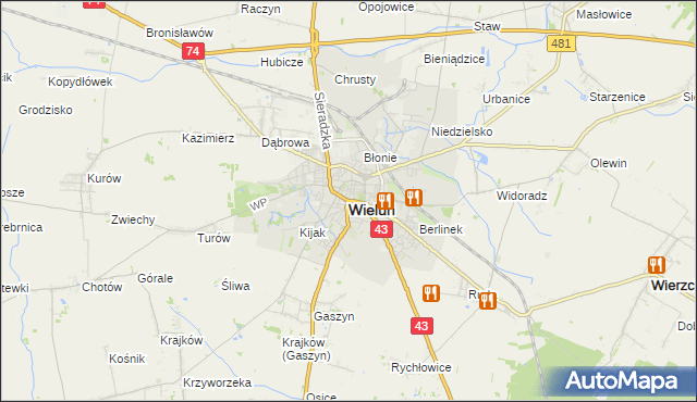 mapa Wieluń, Wieluń na mapie Targeo