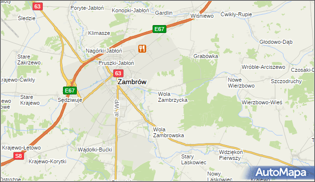 mapa Wola Zambrzycka, Wola Zambrzycka na mapie Targeo