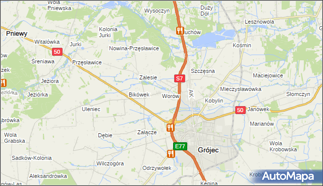 mapa Worów, Worów na mapie Targeo