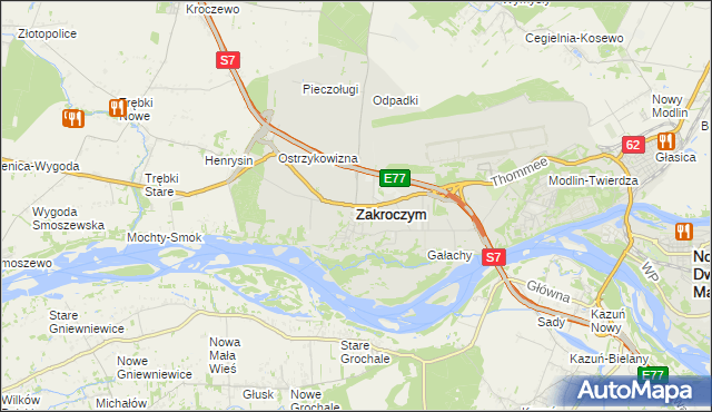 mapa Zakroczym, Zakroczym na mapie Targeo