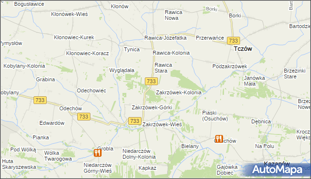 mapa Zakrzówek-Kolonia, Zakrzówek-Kolonia na mapie Targeo