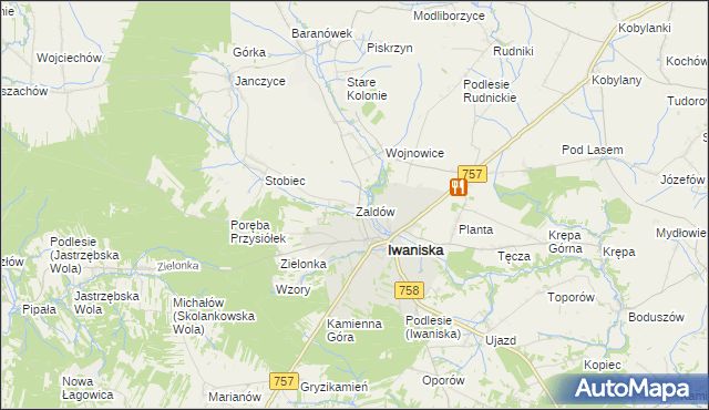 mapa Zaldów, Zaldów na mapie Targeo