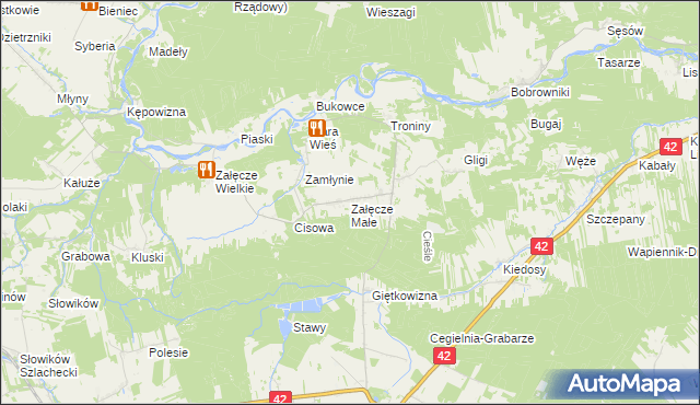 mapa Załęcze Małe, Załęcze Małe na mapie Targeo