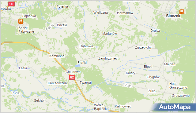 mapa Zambrzyniec, Zambrzyniec na mapie Targeo